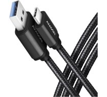 Axagon Data and charging USB 3.2 Gen 1 cable length 1 m. PD 60W, 3A. Black braided. BUCM3-CM10AB