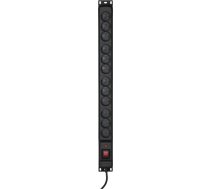 Activejet COMBO 12 socket power strip 5m black COMBO/12GN/5M/CZ