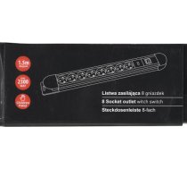 Maclean MCE11 power extension 1.5 m 8 AC outlet(s) Indoor Black MCE11