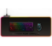 Energy Sistem ESG P5 RGB Gaming mouse pad, 800 x 300 x 4 mm, XL-size; LED colours: RGB LEDs with 5 light effects; Connection: USB cable; Power connector: microUSB; 1 USB 2.0 port; Touch control; Stitched edges; Waterproof material, Black 779277