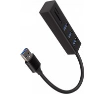 AXAGON HMA-CR3A 3x USB-A + SD/microSD, USB3.2 Gen 1 hub, metal, 20cm USB-A cable HMA-CR3A