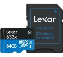 Lexar 64GB High-Performance 633x microSDHC UHS-I, up to 100MB/s read 20MB/s write LMS0633064G-BNNNG