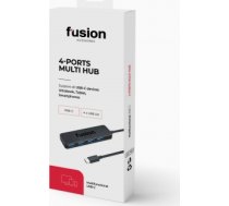 Fusion USB-C līdz 4 x USB 3.0 sadalītājs 5 Gb/s melns (EU Blister) FUS4HUBC30BK