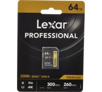 Lexar memory card SDXC 64GB Professional 2000x UHS-II U3 V90 LSD2000064G