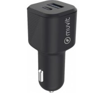 Car Charger PD USB 20W+ QC 3.0 18W By Muvit Black MCDCC0010