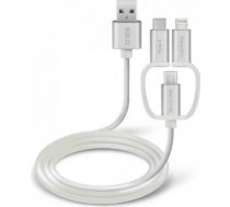 3 In 1 Charging Cable 1.2m By SBS White TECABLEUSBIP531W