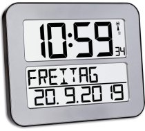 TFA Digital radio clock TIMELINE MAX, wall clock (silver) 60.4512.54