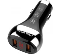 Car charger LDNIO C2, 2x USB, QC 3.0, LED, 36W (black) C2