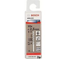 Bosch metal twist drill HSS-Co, DIN 338, 2.5mm (10 pieces, working length 30mm) 2608585875