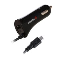 Swissten Premium Auto Lādētājs USB + 2.4A un micro USB vads 60 cm Melns SW-CCH-DU2.4A-B