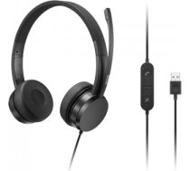 Lenovo USB-A Stereo Headset with Control Box Built-in microphone, Black, Wired, On-Ear 4XD1K18260