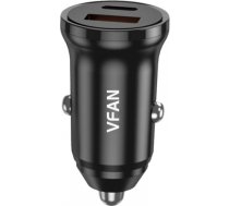 Vipfan C03 car charger, USB + USB-C, 20W, PD + QC 3.0 (black) C03-BLACK