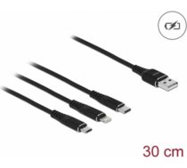 DELOCK USB Charging Cable 3 in 1 for Lightning / Micro USB / USB Type-C 30cm 85891