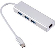 RoGer AD15642 USB-C Hubs - Sadalītājs 3 x USB 3.0 / RJ45 AD15642