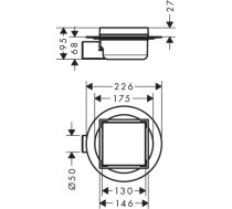 Hansgrohe dušas traps RainDrain Spot Complete, 150/150 mm, DN50, horizontāls, resti no otras puses var flīzēt HG56112800