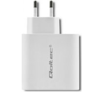 Qoltec 51715 Charger| 63W | 5-20V | 1.5-3A | USB type C PD | USB QC 3.0 | White 51715