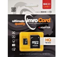 IMRO 10/64G UHS-I ADP memory card 64 GB MicroSDHC Class 10 10/64G UHS-I ADP