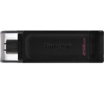 Kingston USB Flash Drive DataTraveler 70 256 GB, USB 3.2 Gen 1 Type-C, Black DT70/256GB