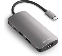 Sharkoon USB 3.0 Type C Multiport Adapter - USB-C, HDMI, MicroSD, SD - dark grey 4044951026715