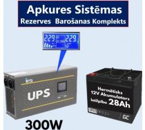 Komplekts Nepārtrauktās barošanas bloks (Invertors ) apkures sistēmai 300 + 12V 26Ah akumulators INVERTER-300+26AH