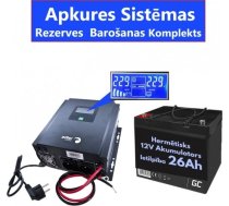 Komplekts Nepārtrauktās barošanas bloks (Invertors ) apkures sistēmai 400 + 12V 26Ah akumulators INVERTER400W+26AH