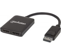 Manhattan DisplayPort 1.2 to 2-Port DisplayPort 1.2 Splitter Hub with MST, 4K@30Hz, USB-A Powered, Video Wall Function, Black, Three Year Warranty, Blister 207768