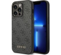 Guess GUHCP14LG4GFGR iPhone 14 Pro 6,1" szary|grey hard case 4G Metal Gold Logo GUHCP14LG4GFGR