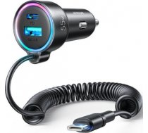 Joyroom Fast car charger 3 in 1 with USB Type C cable 1.5m 55W Black 6941237172860