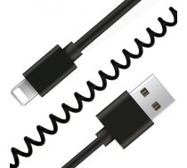 Gembird USB sync and charging spiral cable for iPhone, 1.5 m, black CC-LMAM-1.5M