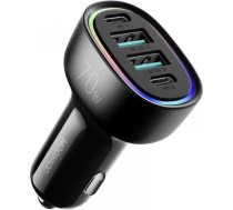 Joyroom JR-CL29 car charger, 2x USB-C PD, 2x USB 70W (black) JR-CL29