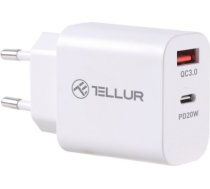 Tellur Dual Port Wall Charger PDHC PD 20W + QC3,0 18W White TLL151381