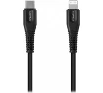 CANYON MFI-4, Type C Cable To MFI Lightning for Apple, PVC Mouling,Function：with full feature( data transmission and PD charging) Output:5V/2.4A , OD:3.5mm, cable length 1.2m, 0.026kg,Color:Black CNS-MFIC4B