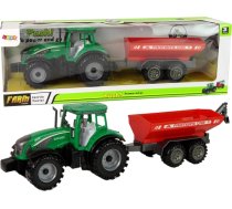 Zaļš traktors ar sarkanu piekabi LN14834
