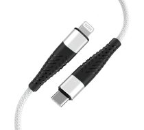 Fusion Fishbone USB-C savienojuma ar zibspuldzi kabelis 30W | 3A | 1,5 m, balts FUSUСLIGH15WH