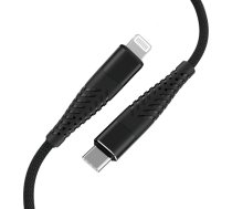 Fusion Fishbone USB-C savienojuma ar zibspuldzi kabelis 30W | 3A | 1,5 m melns FUSUСLIGH15BK