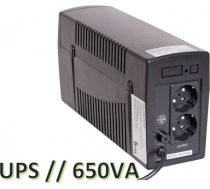 650VA / 390W Line-Interactive UPS | Nepārtrauktās barošanas bloks | LED, 1x7Ah, izmēri 100*280*140 UPS-OF650