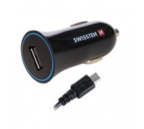 Swissten Premium Auto Lādētājs 12 / 24V / 1A + Micro USB vads 1.5m Melns SW-CCH-1A-BK-C