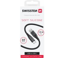 Swissten Soft Silicone Kabelis USB / USB-C / 1.5m / 60w 71531010