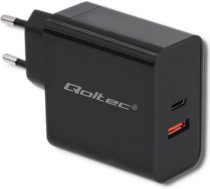 Qoltec 51716 Charger | 63W | 5-20V | 1.5-3A | USB type C PD | USB QC 3.0 | Black 51716