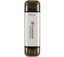 External SSD TRANSCEND ESD300 512GB USB-C Write speed 950 MBytes/sec Read speed 1500 MBytes/sec TS512GESD300S TS512GESD300S