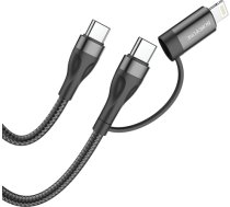 OEM Borofone Cable BX61 Source 2 in 1 - Type C to Type C + Lightning - PD 20W|60W 3A 1 metre black KABAV1150