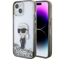 Karl Lagerfeld Liquid Glitter Ikonik Back Case Aizsargapvalks Priekš Apple iPhone 15 KLHCP15SLKKNSK