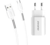 Dudao EU wall charger 2x USB 5V | 2.4A + USB Type C cable white (A2EU + Type-c white) DUA2EUWHC