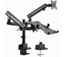 Monitora stiprinājums Gembird Desk Mounted Adjustable Monitor Arm with Notebook Tray (full-motion) MA-DA3-02