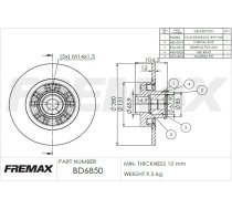 BREMŽU DISKS FREMAX AR INTEGRĒTU RUMBAS GULTNI RENAULT AIZM. BD-6850