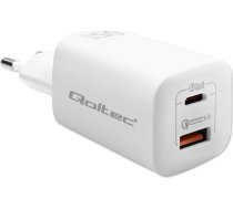 Qoltec 50765 mobile device charger Laptop, Portable gaming console, Power bank, Smartphone, Smartwatch, Tablet White AC Fast charging Indoor 50765
