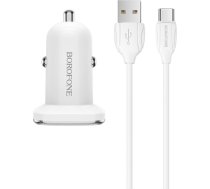 Car charger Borofone BZ12 USB + Type-C (2.4A) white 6931474708670