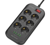 Power strip with 6 AC outlets, 4x USB, LDNIO SE6403, 2m (black) SE6403