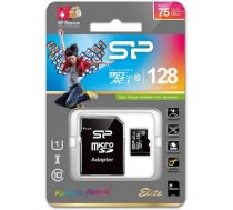 Silicon Power atmiņas karte microSDXC 128GB Elite UHS-I Class 10 + adapteris SP128GBSTXBU1V10SP