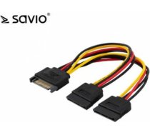 SAVIO barošanas kabelis SATA AK-17 | 18cm | 1x15 pin SATA (F) | 2x15 pin SATA (M) AK-17